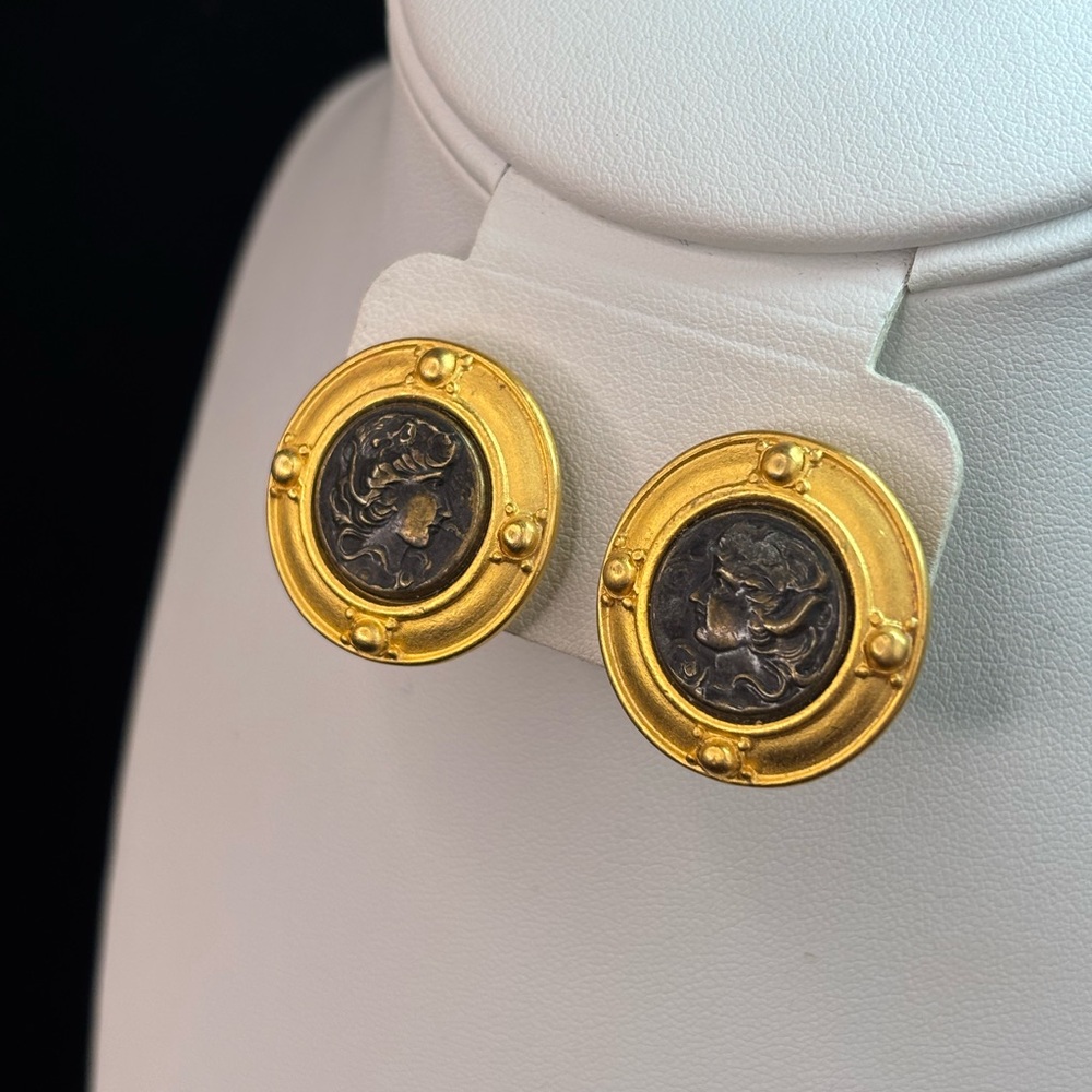 Premier Designs Vintage-Inspired Gold and Black Medallion Earrings